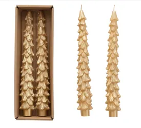 10" Gold Tree Shaped Taper Candles