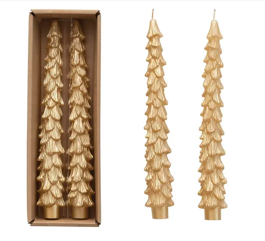 10" Gold Tree Shaped Taper Candles