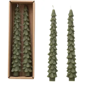 10" Green Tree Shaped Taper Candles