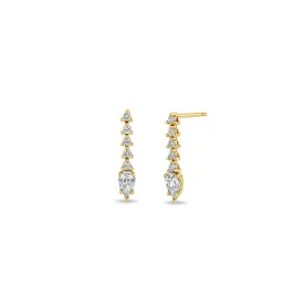 14k Diamond Tennis with Pear Diamond Short Drop Earrings