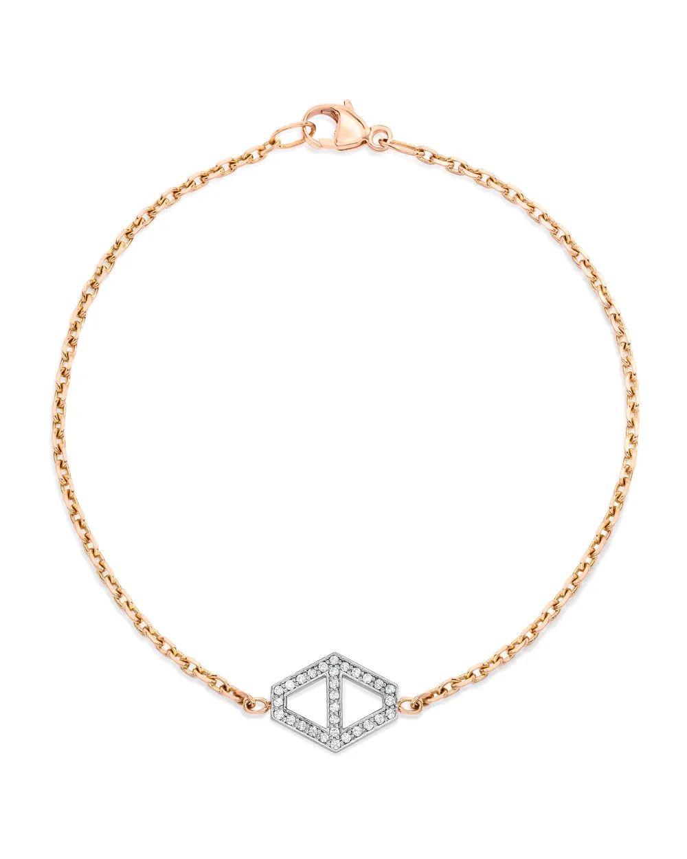 18k Rose Gold Bracelet with Double Sided Diamond and Blue Sapphire Hex