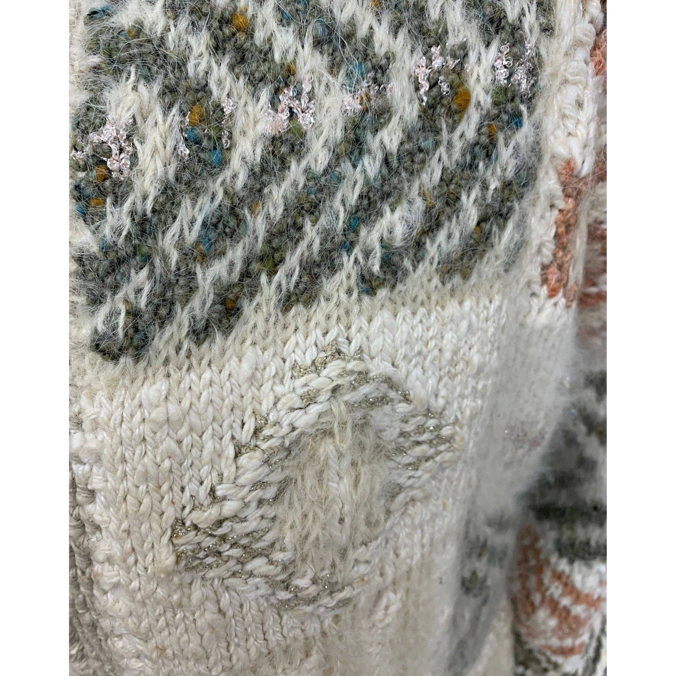 1980 Anny Blatt designed hand knit. The yarns are all French and Italian. Wool, Angora, Cotton, Linen and Mohair. Size M