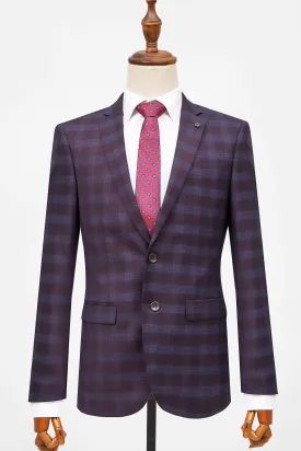 2 PIECE SUIT SLIM FIT MAROON CHECK