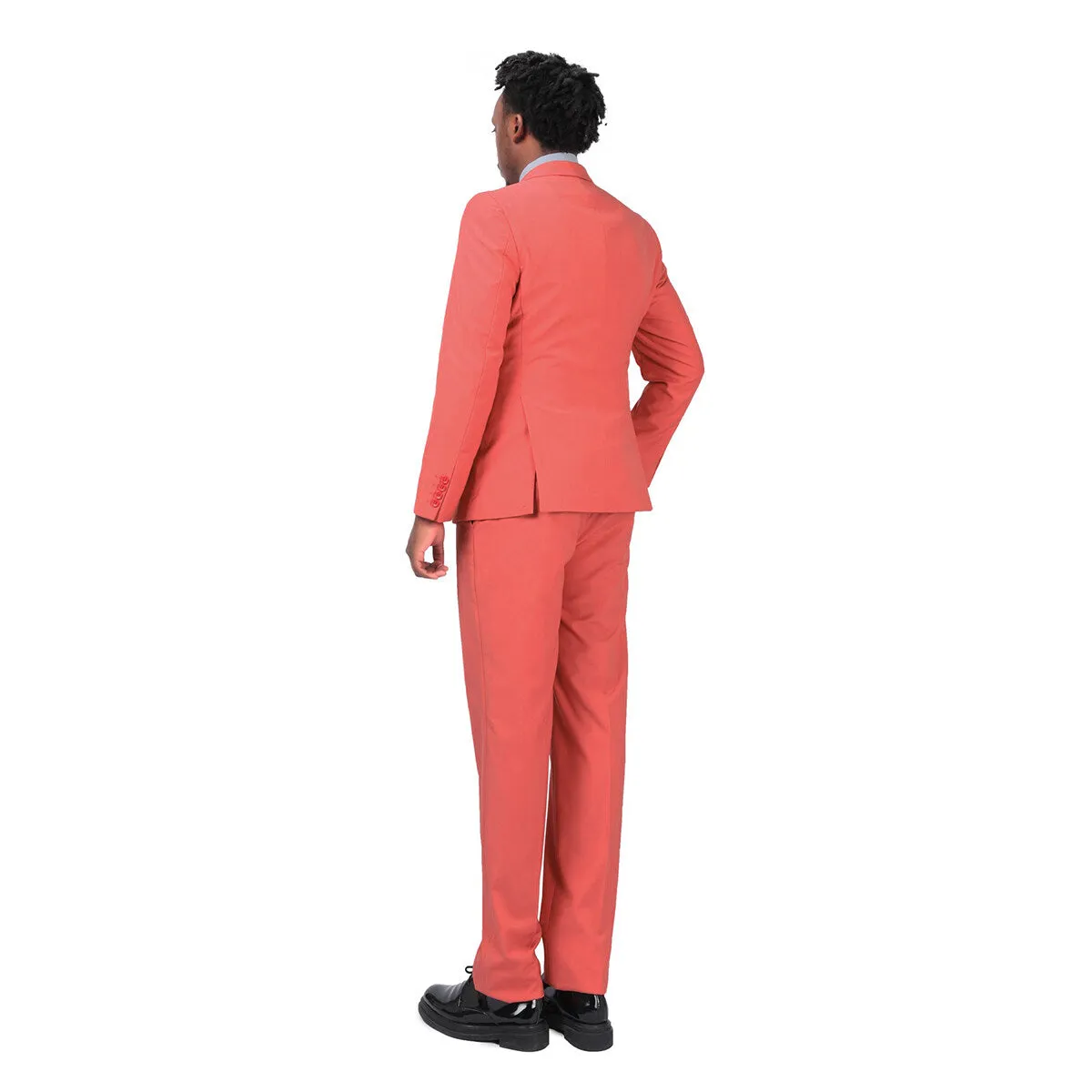 3-Piece Slim Fit One Button Fashion Rose Red Suit