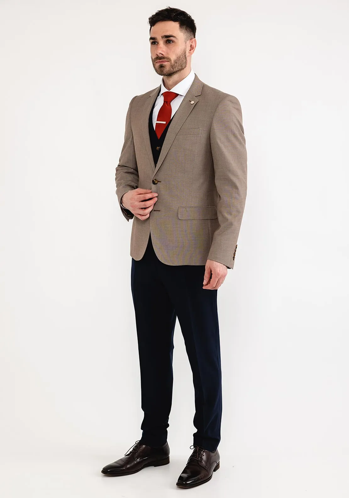 6th Sense Hopkins Contrast Three Piece Suit, Walnut