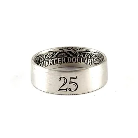 90% Silver Engraved "25" Quarter Ring - 25th Anniversary Gift