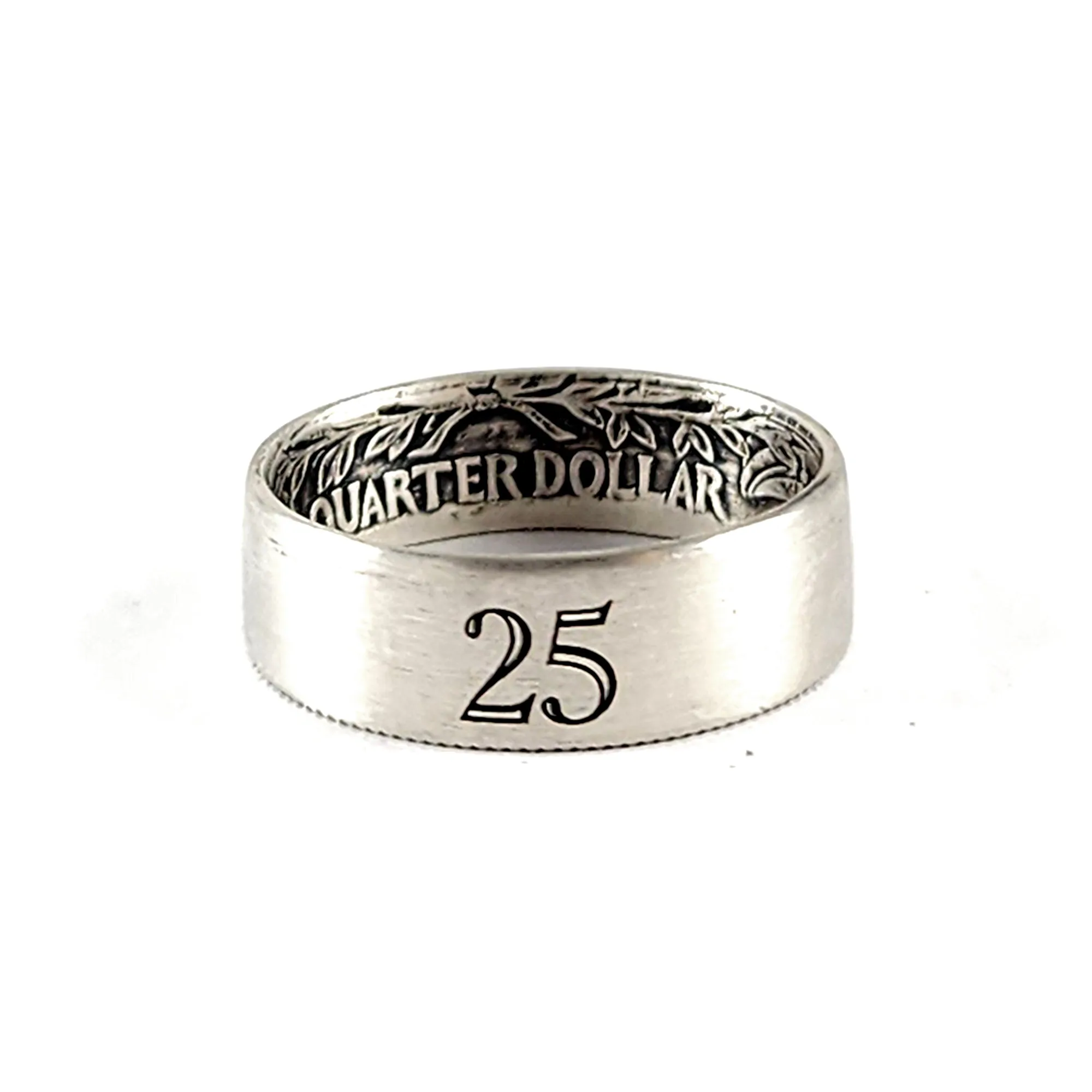 90% Silver Engraved "25" Quarter Ring - 25th Anniversary Gift