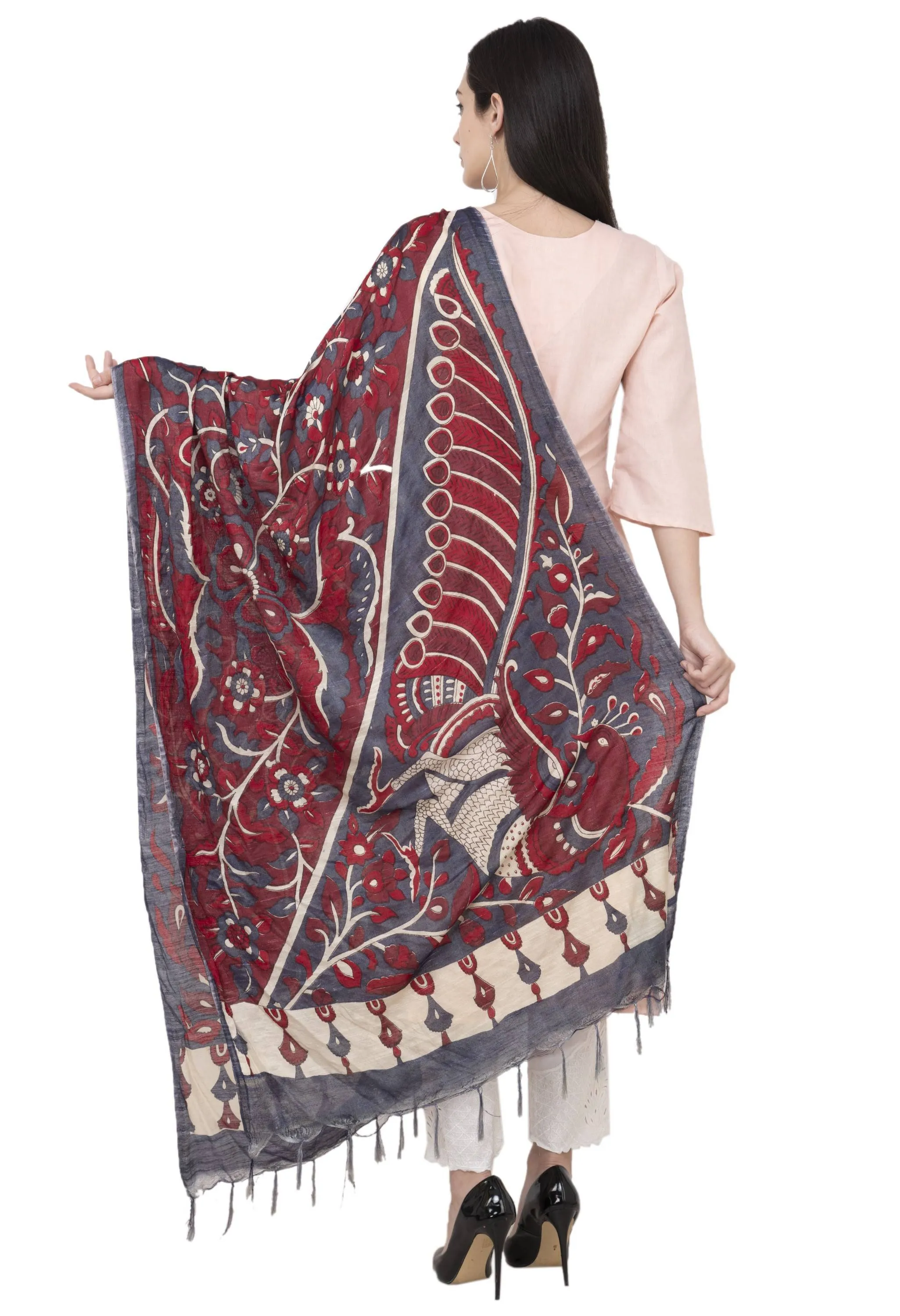 A R Silk Modal Kalamkari Print Fancy Dupatta Color Multi Print Dupatta or Chunni