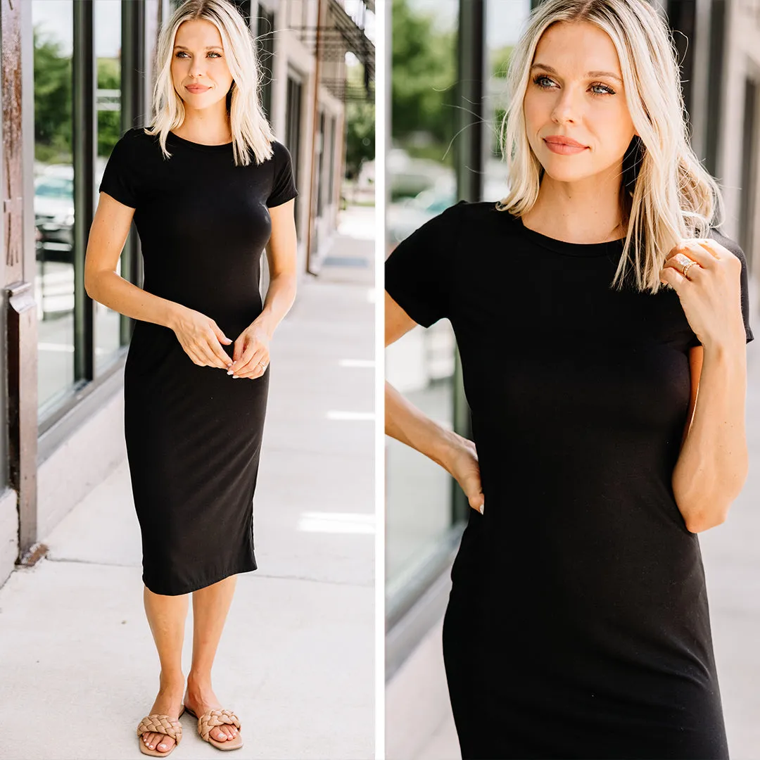 All You Need Black Midi Dress