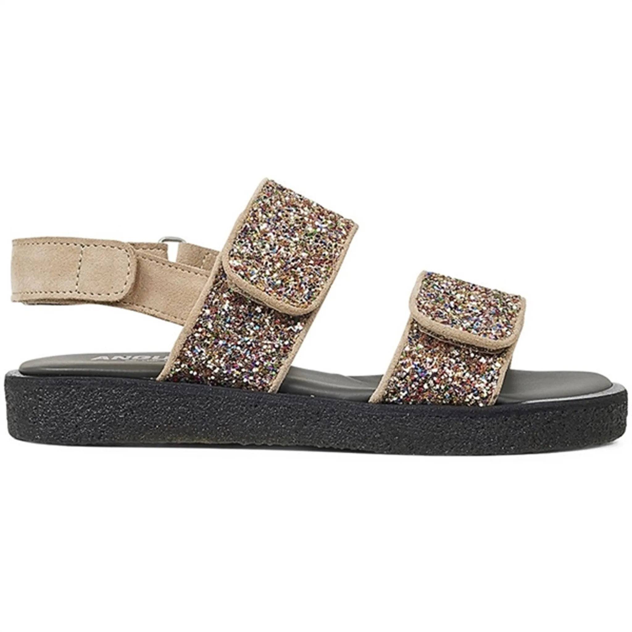 Angulus Glitter Sandal W. Velcro Sand/Multi Glitter