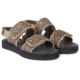 Angulus Glitter Sandal W. Velcro Sand/Multi Glitter