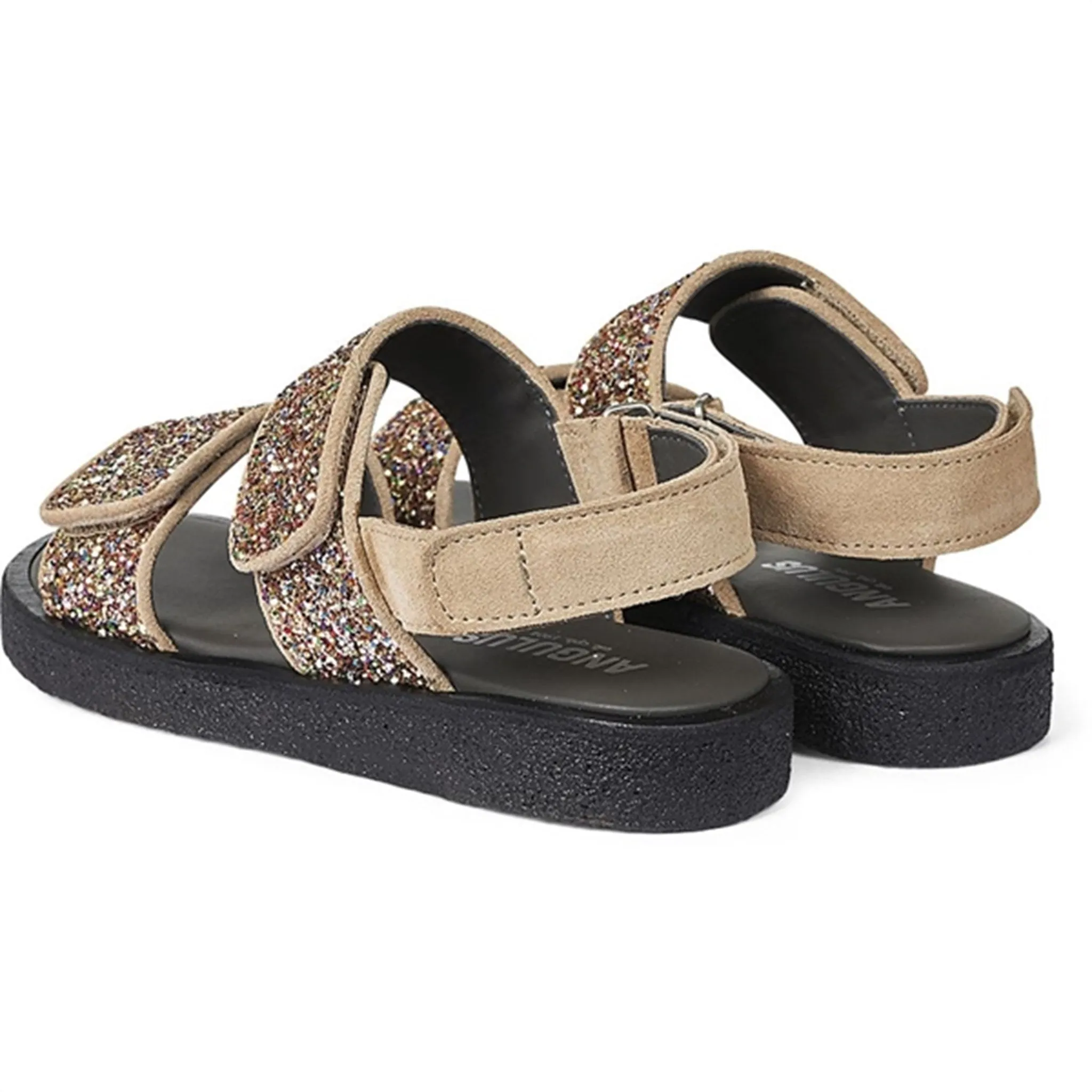 Angulus Glitter Sandal W. Velcro Sand/Multi Glitter