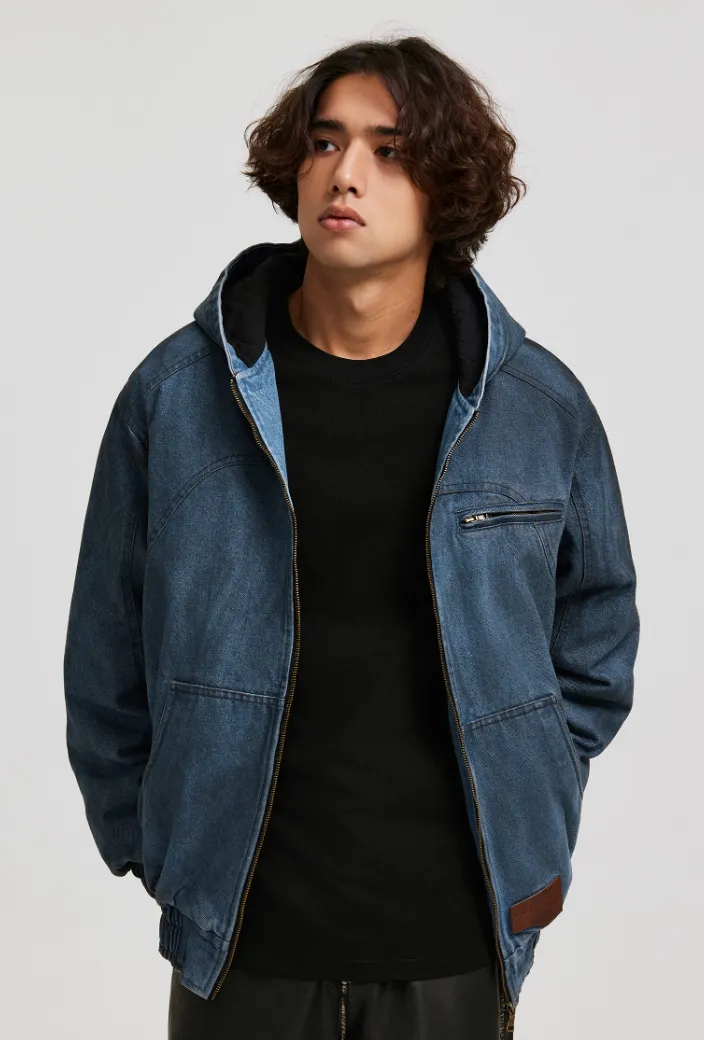 ANTIDOTE Washed Hooded Denim Jacket