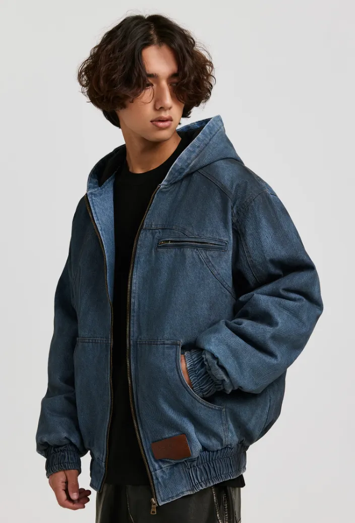 ANTIDOTE Washed Hooded Denim Jacket