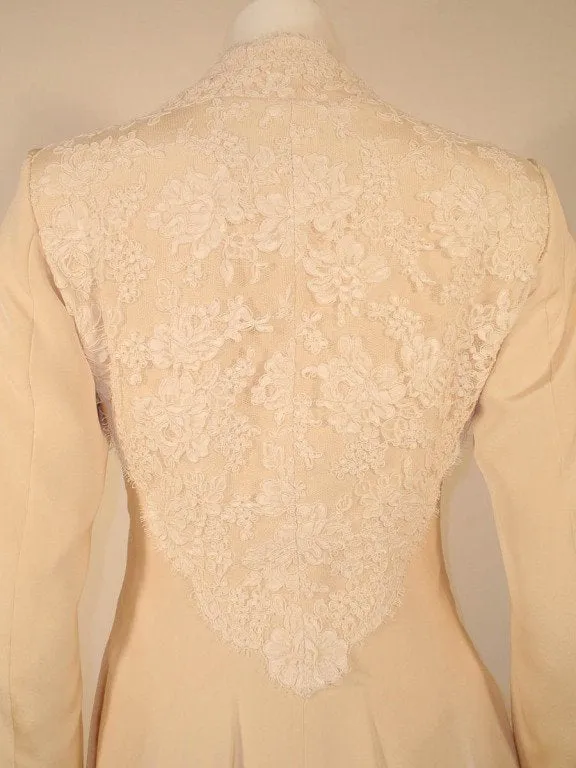 ANTONY PRICE 2 pc Cream Gown and Fitted Jacket with Lace Details