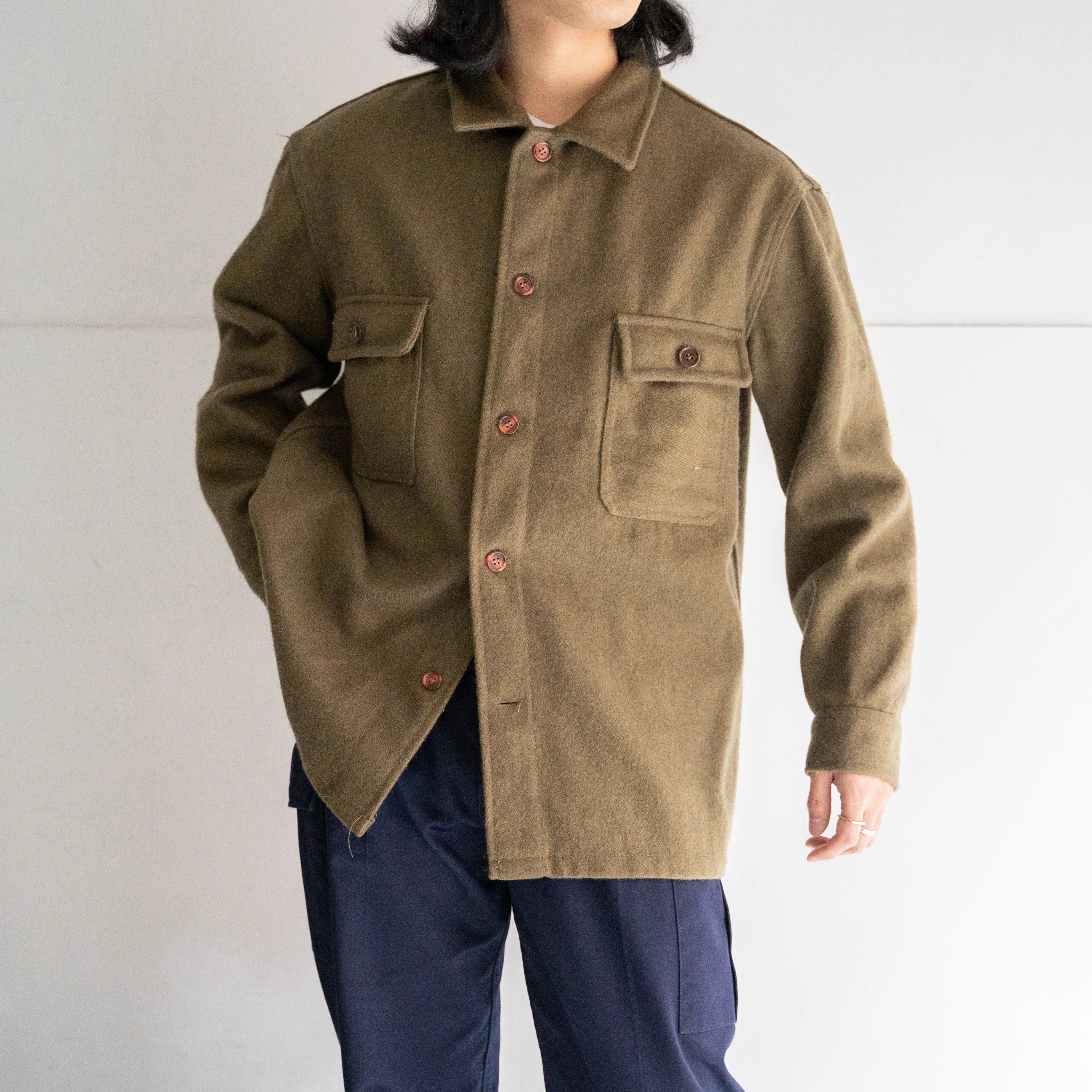 around 1980s Italian military? khaki color wool shirt jacket