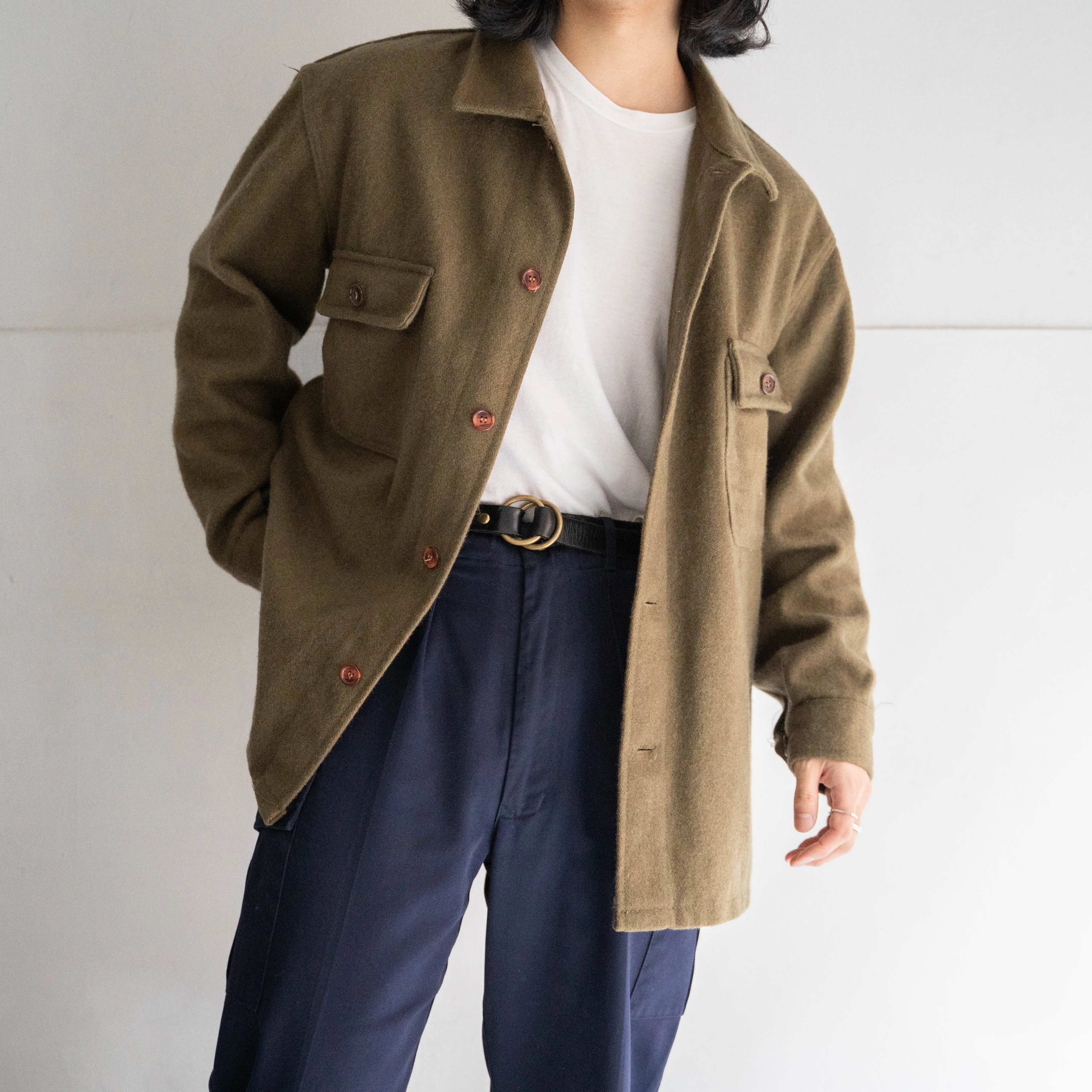 around 1980s Italian military? khaki color wool shirt jacket