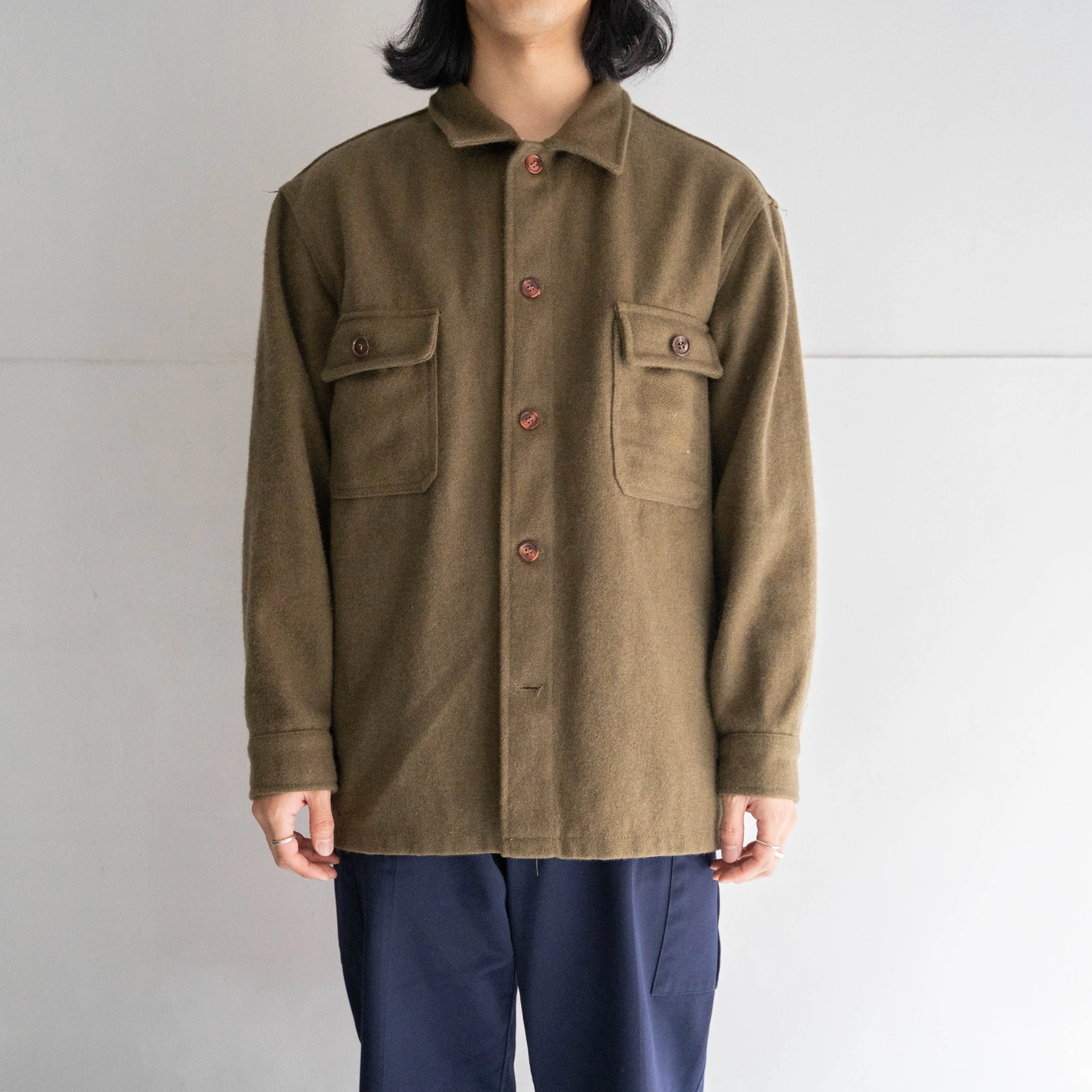 around 1980s Italian military? khaki color wool shirt jacket