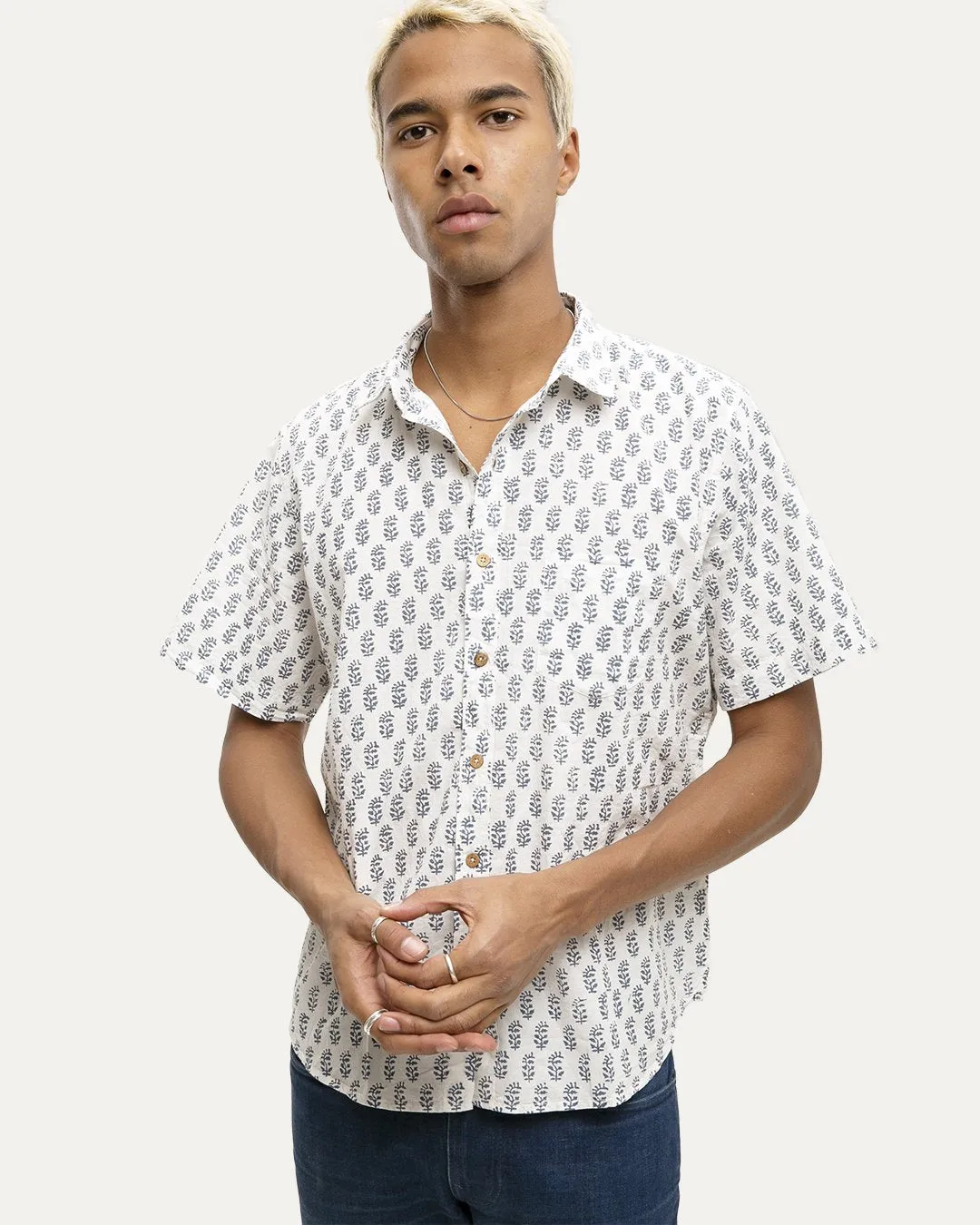 Bagru Indigo Short Sleeve Button Down