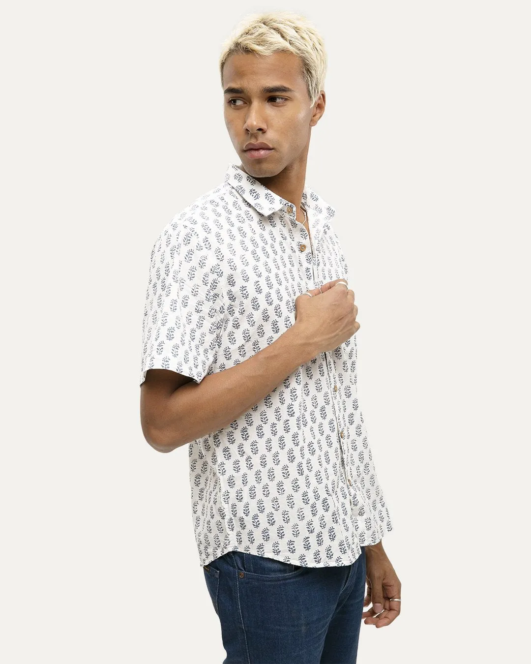 Bagru Indigo Short Sleeve Button Down