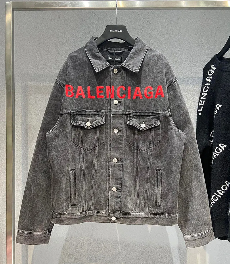 Balenciaga Logo-Embroidered Denim Jacket