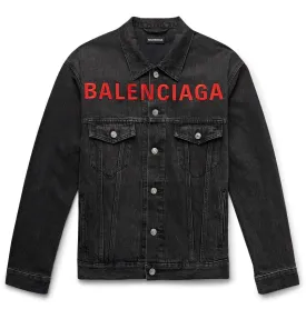 Balenciaga Logo-Embroidered Denim Jacket