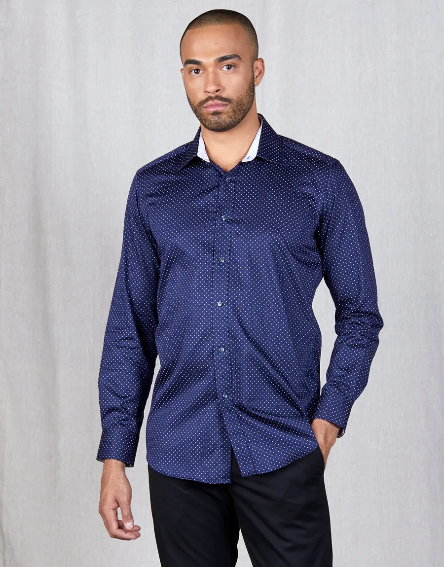 Barbican Navy & White Dot Shirt