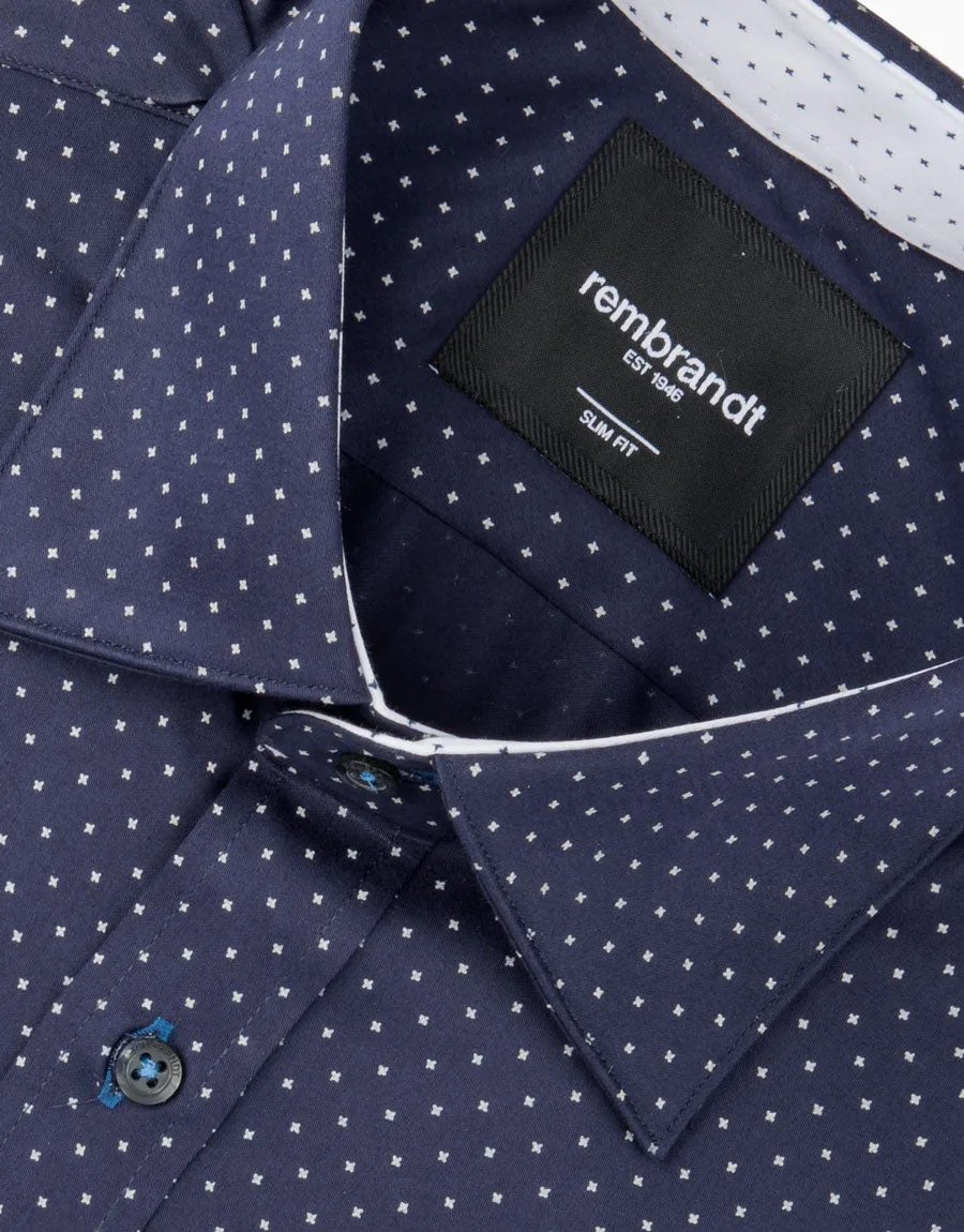 Barbican Navy & White Dot Shirt