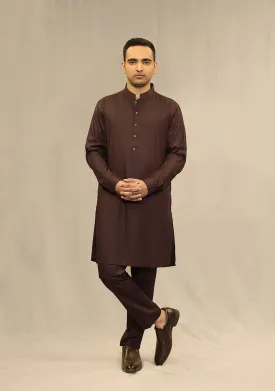 Basic Poly Viscose Deep Mahogany Slim Fit Plain Suit