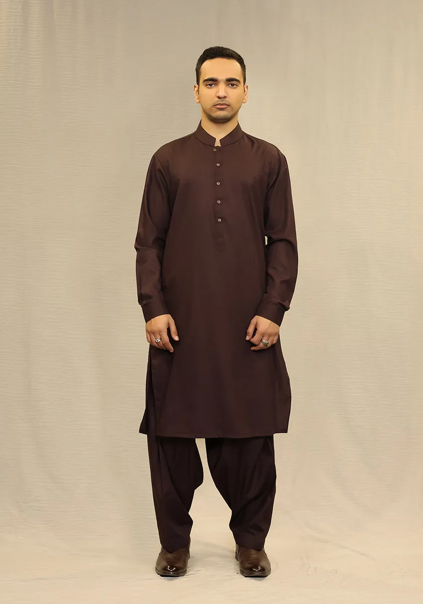 Basic Poly Viscose Deep Mahogany Slim Fit Suit