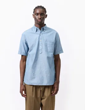 Beams Plus B.D. Pullover Short Sleeve Chambray Shirt - Blue