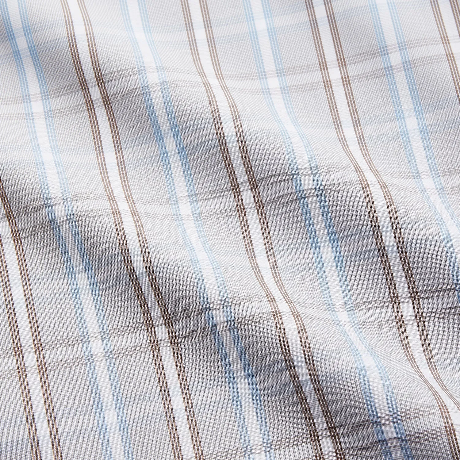 Beige and Light Blue Check Cotton Regular Fit Mayfair Shirt