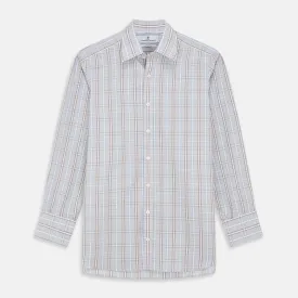 Beige and Light Blue Check Cotton Regular Fit Mayfair Shirt