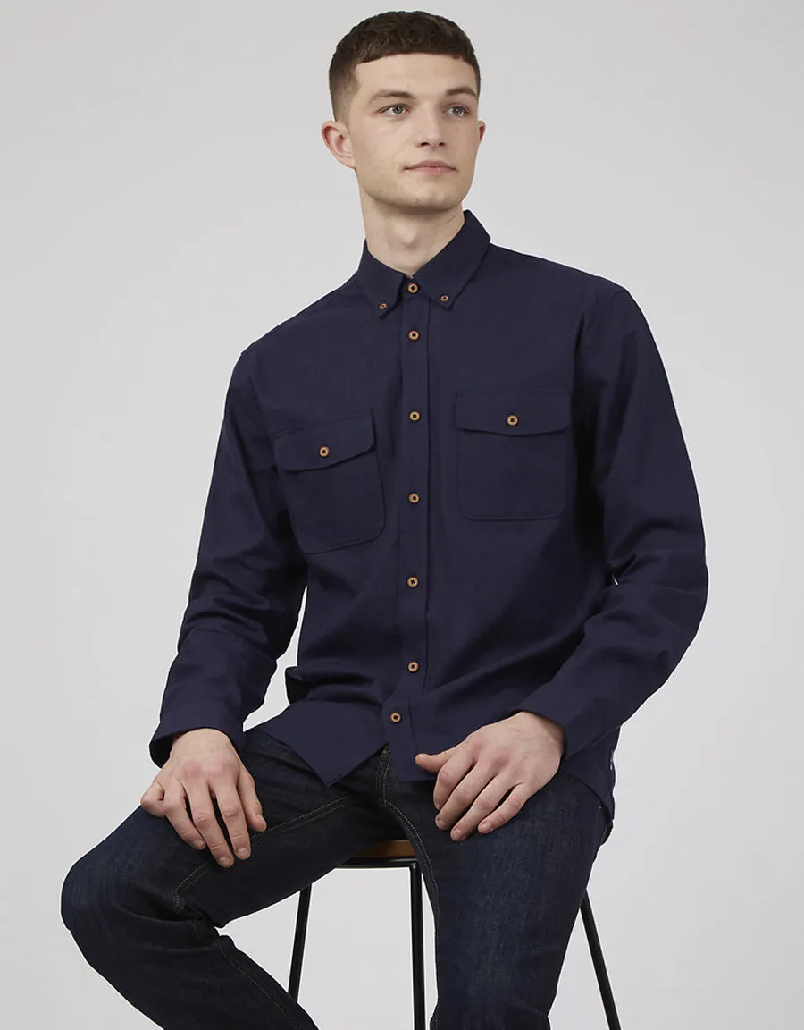 Ben Sherman Cotton/Linen Overshirt Marine Shirt