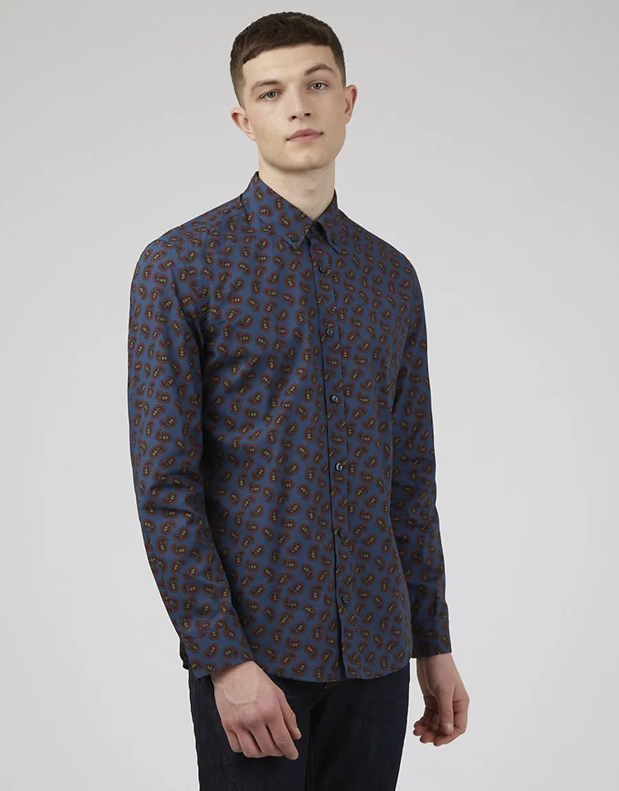 Ben Sherman Mini Paisley Print Blue Denim Shirt