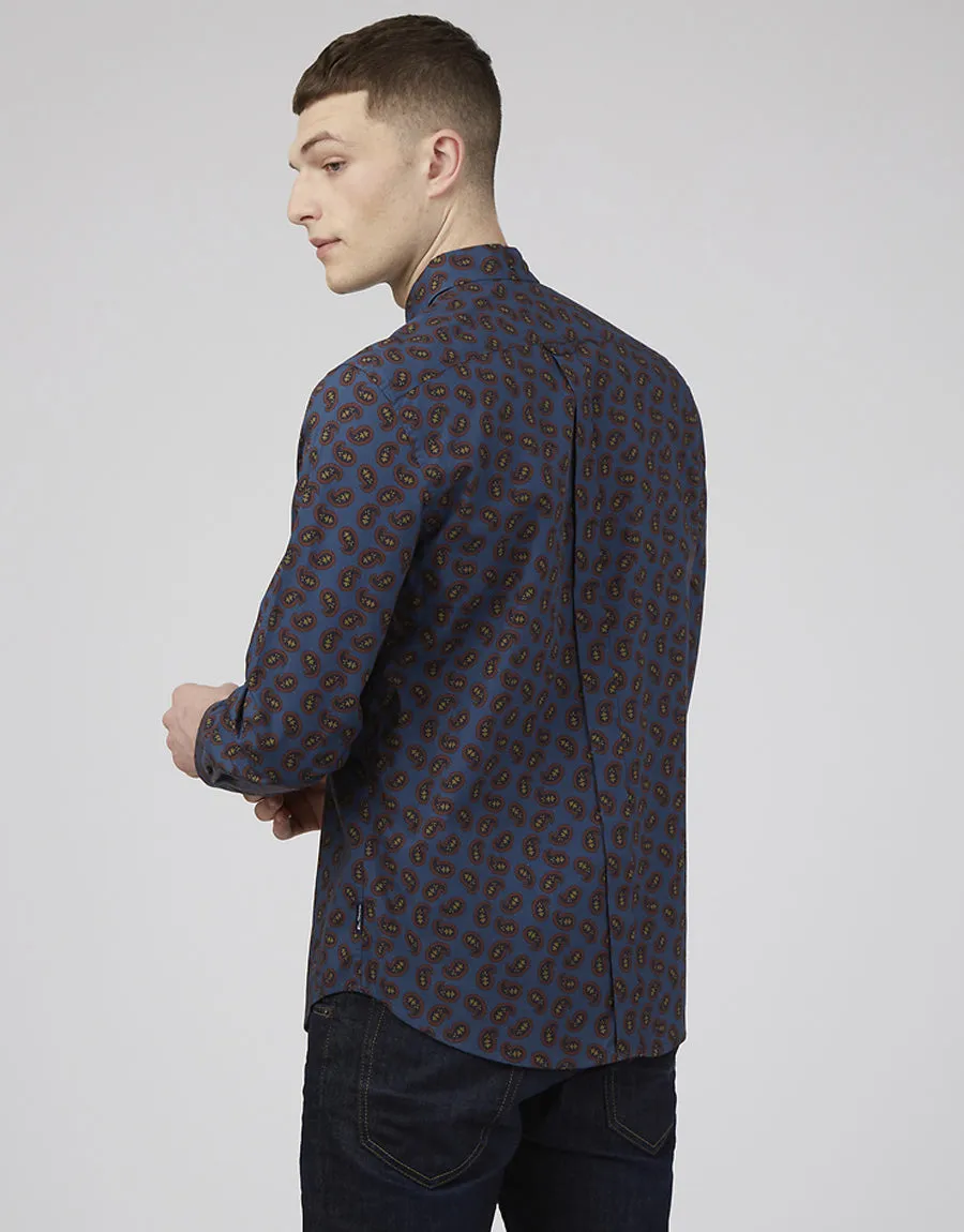 Ben Sherman Mini Paisley Print Blue Denim Shirt