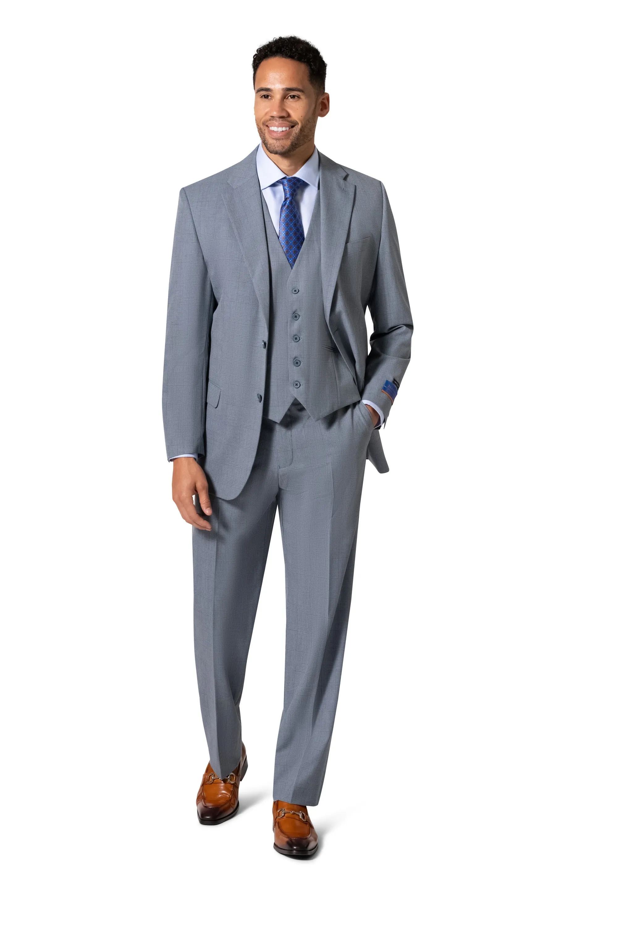 Berragamo BP04KE-07 3PC Notch Slim Suit - Blue