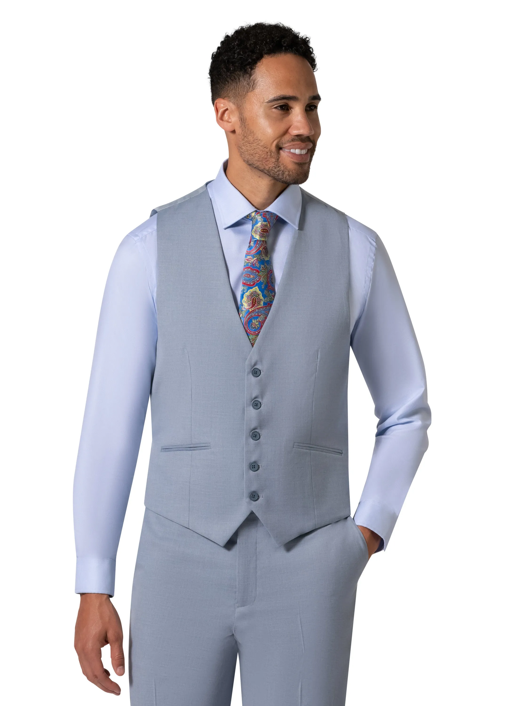 Berragamo MARCO UNI 3PC Notch Slim Suit - Light Blue