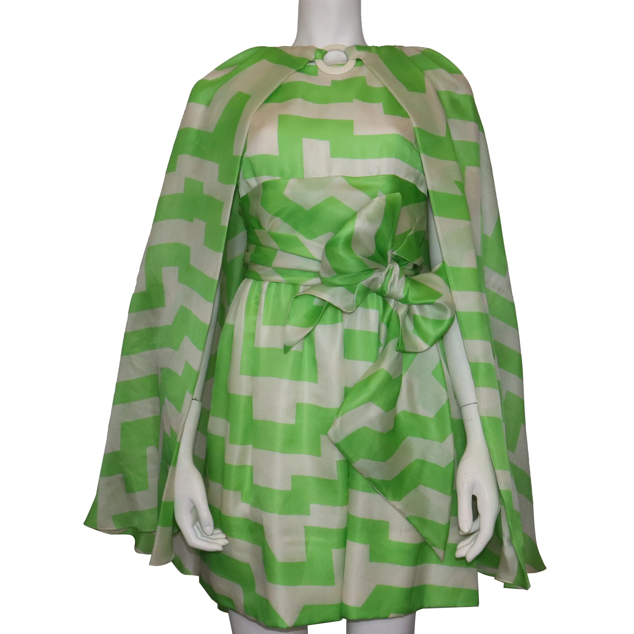 Bill Blass White & Green Silk 2 PC Dress Circa 1960s