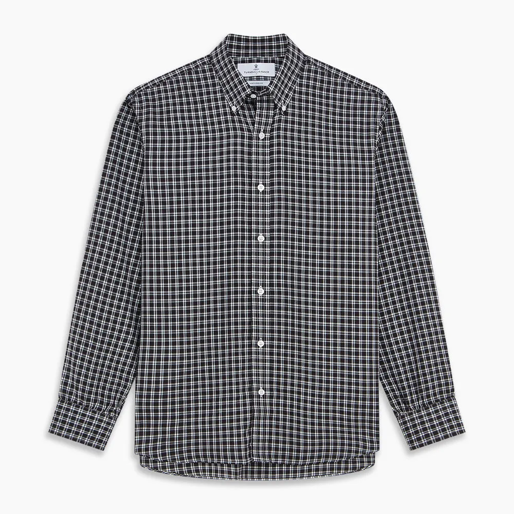 Black Multi Check Cotton Blend Weekend Fit Hayne Shirt