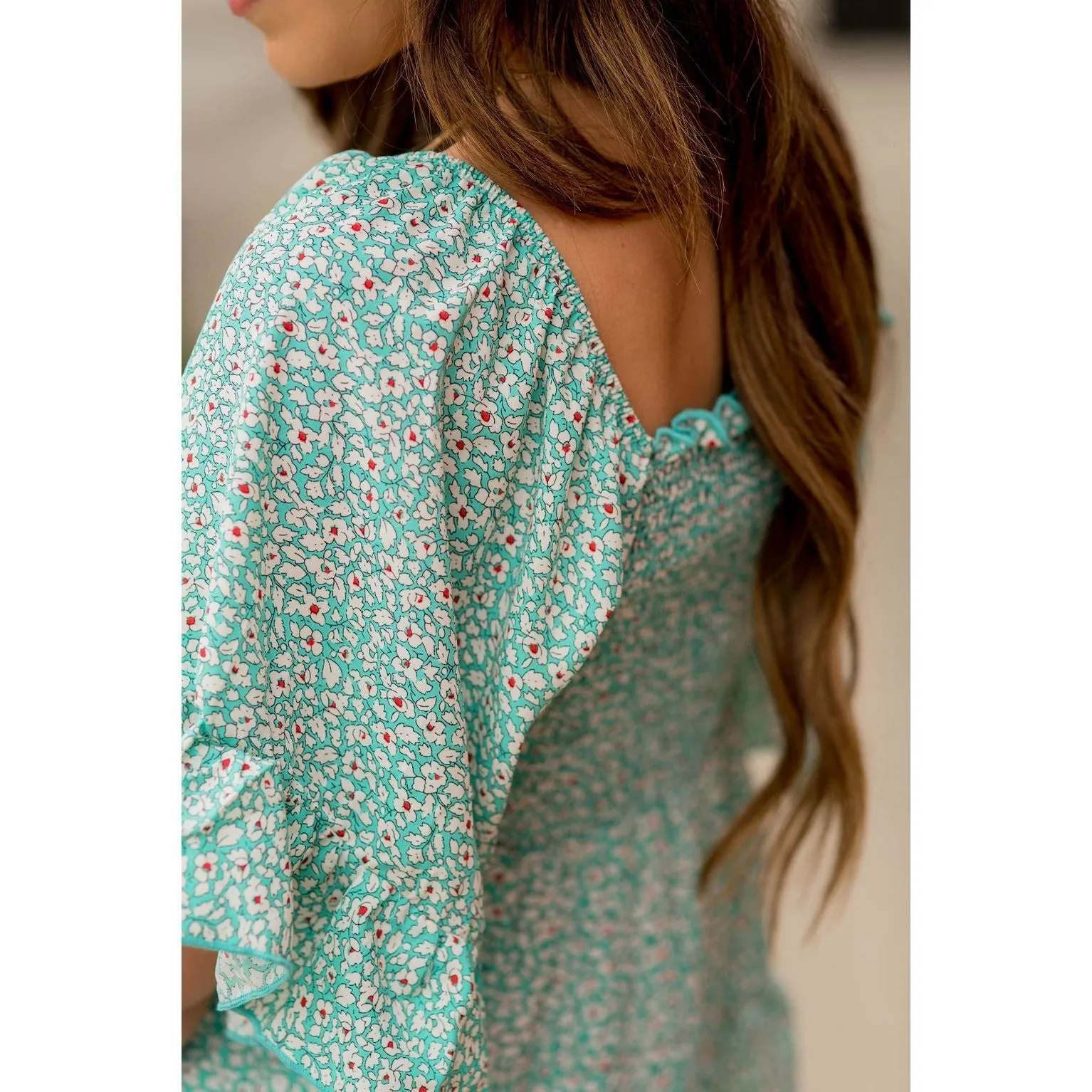 Blooming Ruffles Smocked Peplum Blouse