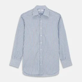 Blue and White Stripe Cotton Regular Fit Mayfair Shirt