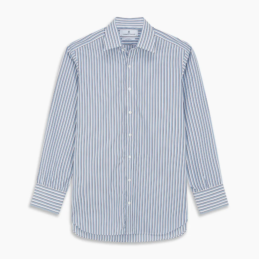 Blue and White Stripe Cotton Regular Fit Mayfair Shirt