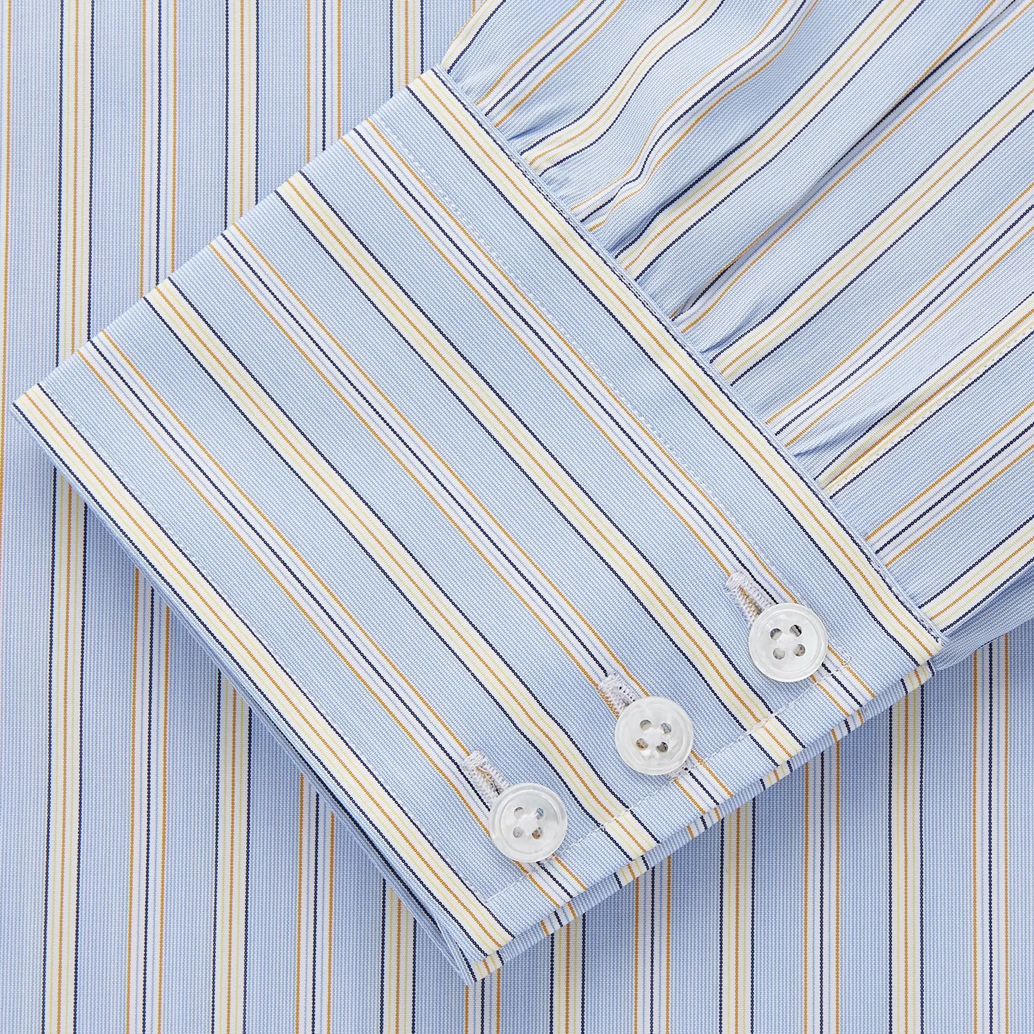 Blue and Yellow Multi Stripe Cotton Regular Fit Mayfair Shirt