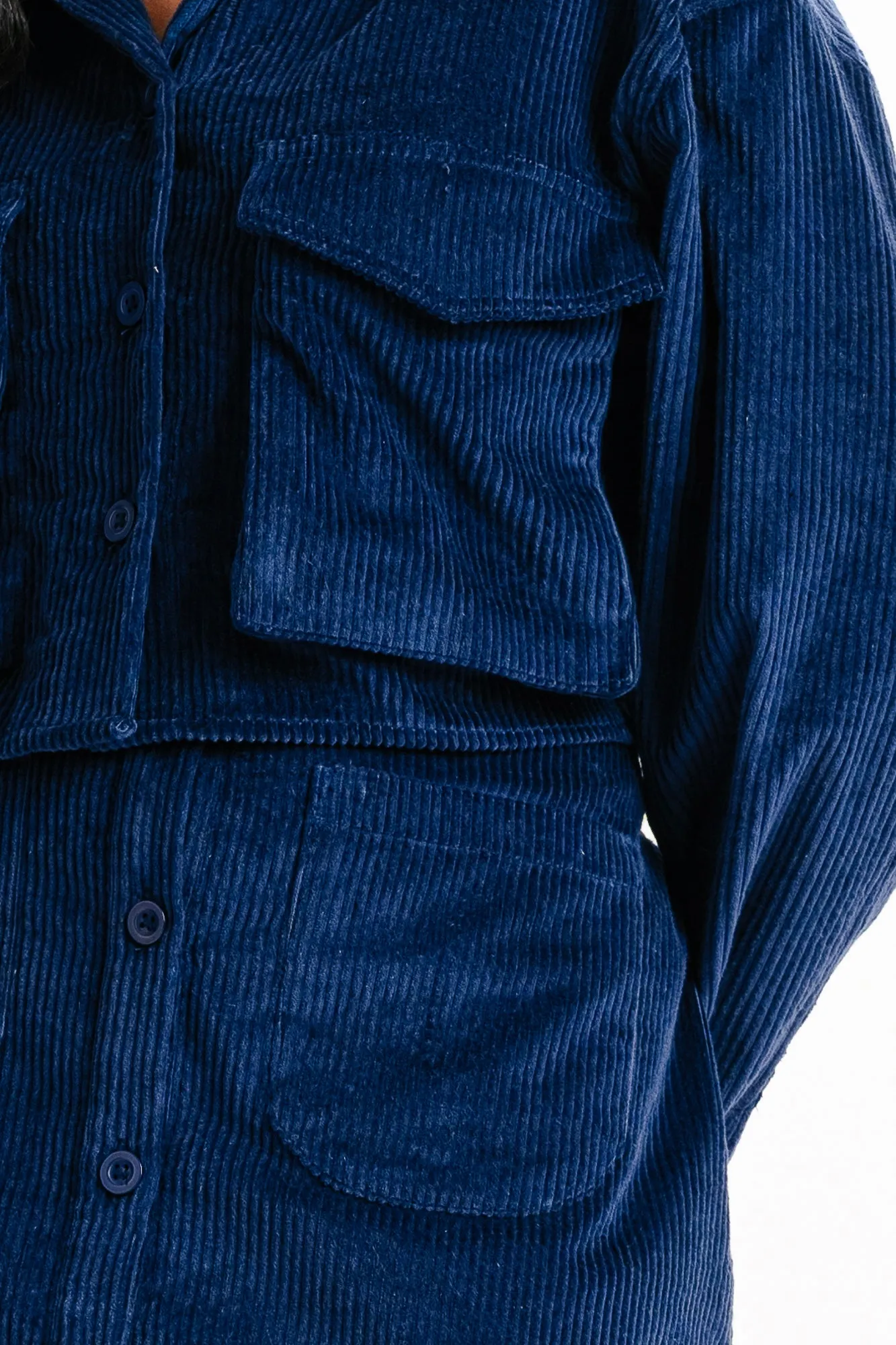 Blue Corduroy Front Pocket Jacket