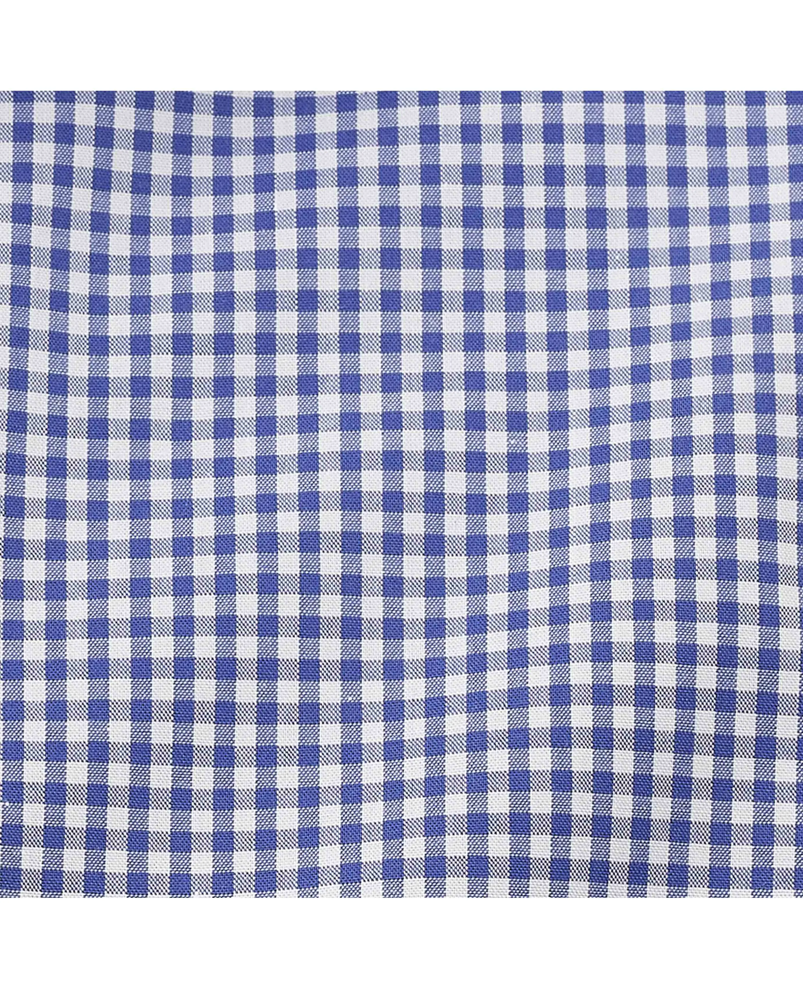 Blue Gingham Check Classic Fit Short Sleeve Shirt