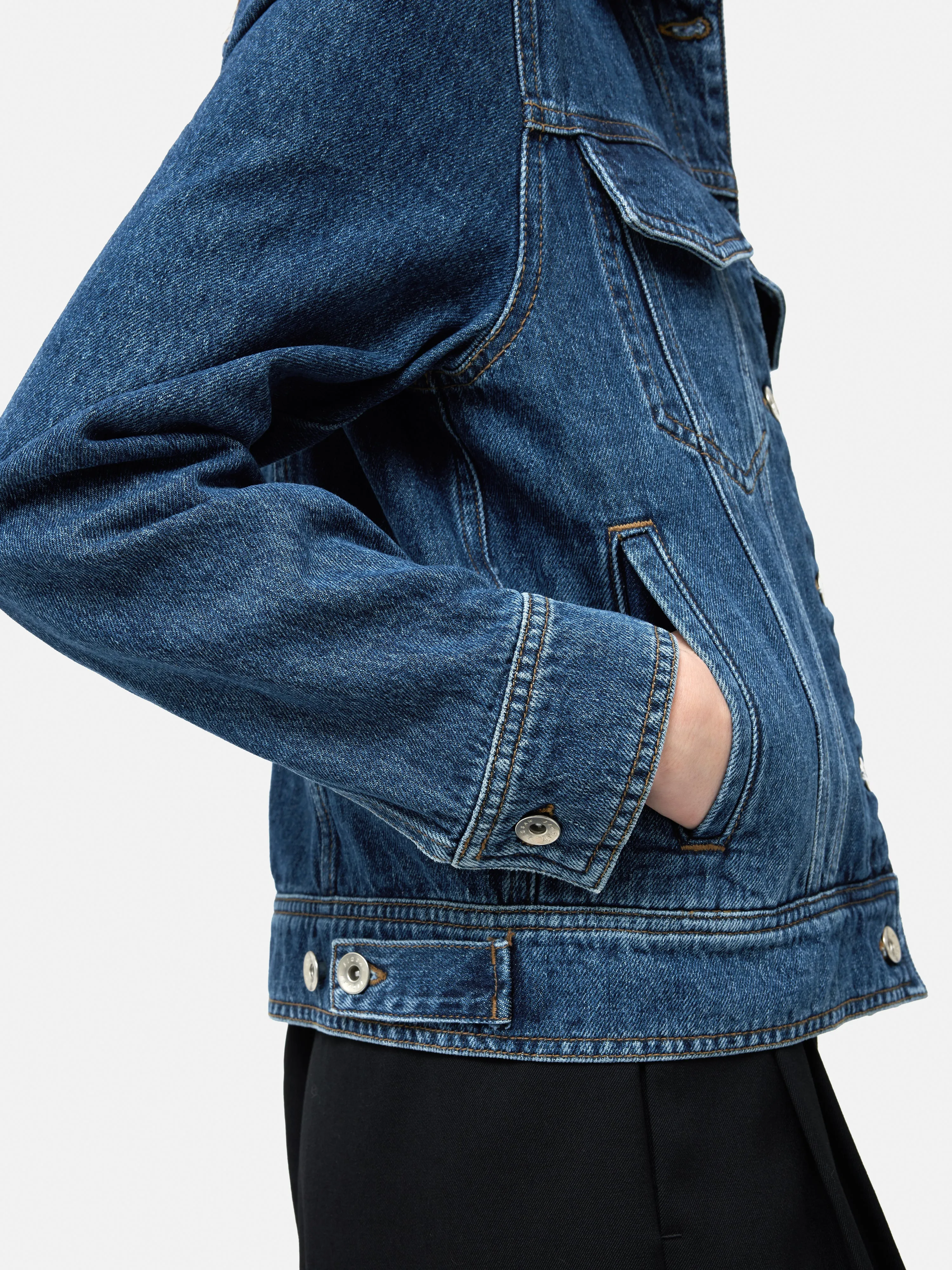 Boxy Denim Trucker Jacket | Vintage Mid Blue