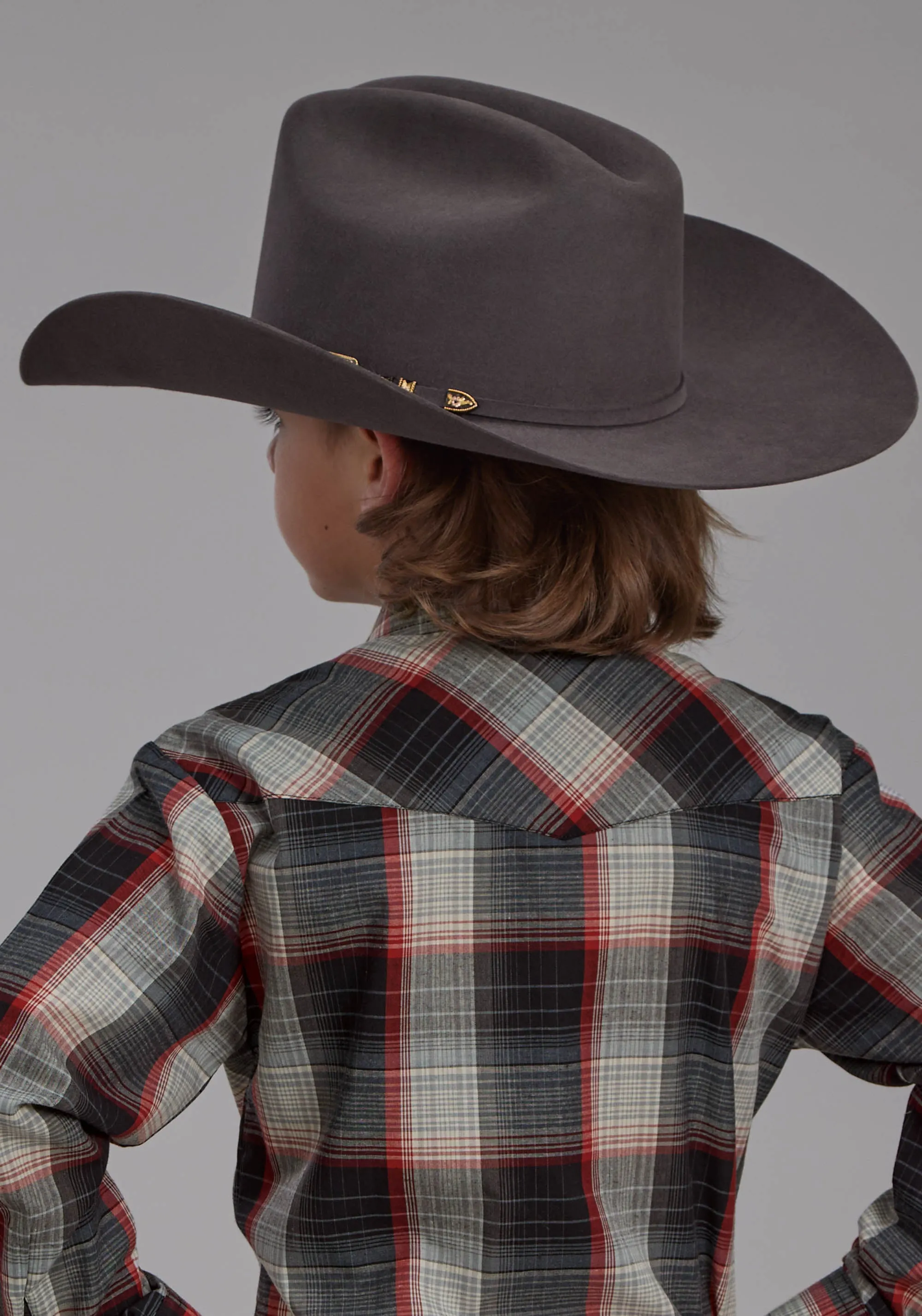 Boy's Roper Plaid Long Sleeve Western Shirt