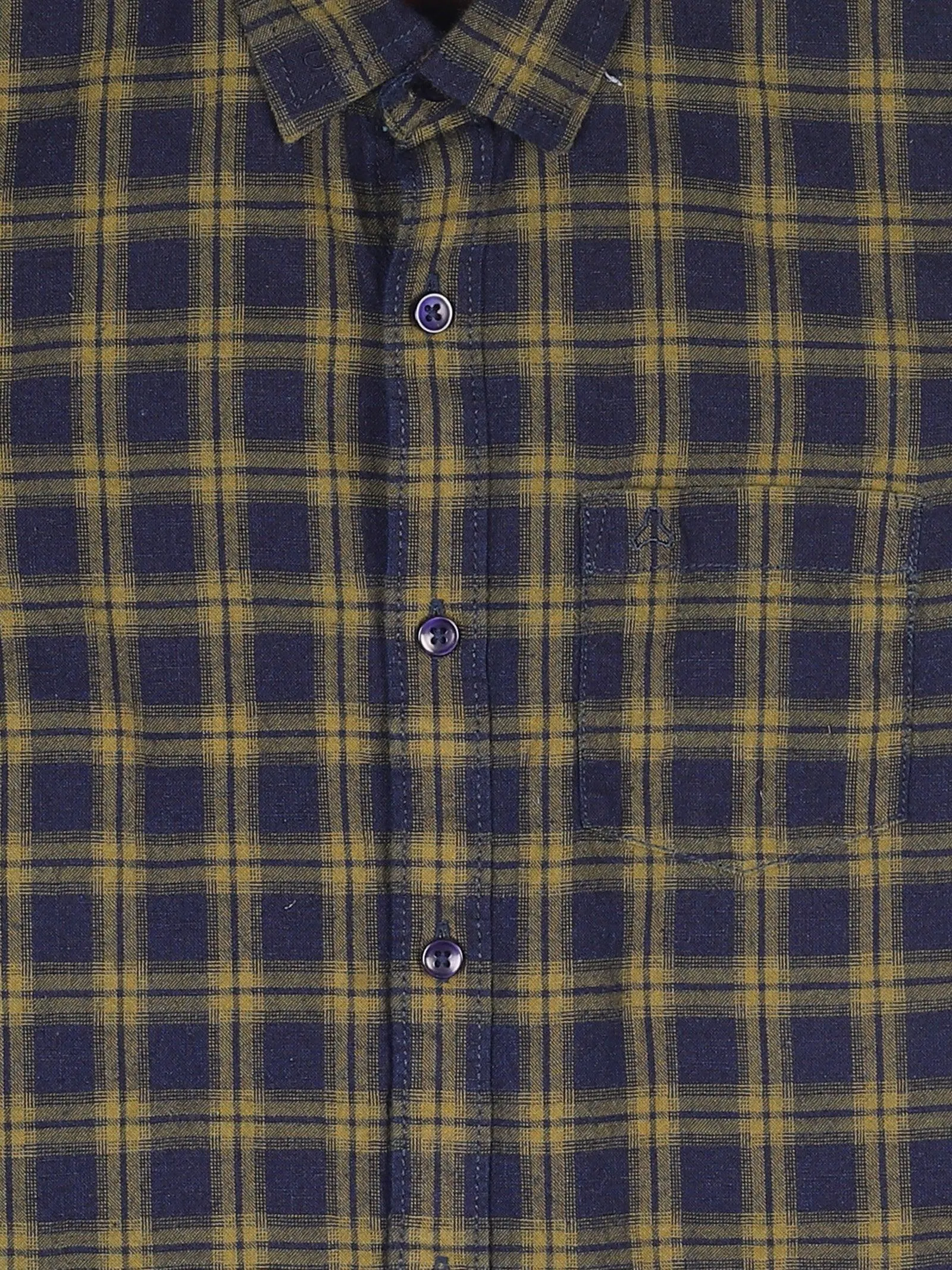 BOY'S YELLOW CHECK REGULAR FIT SHIRT