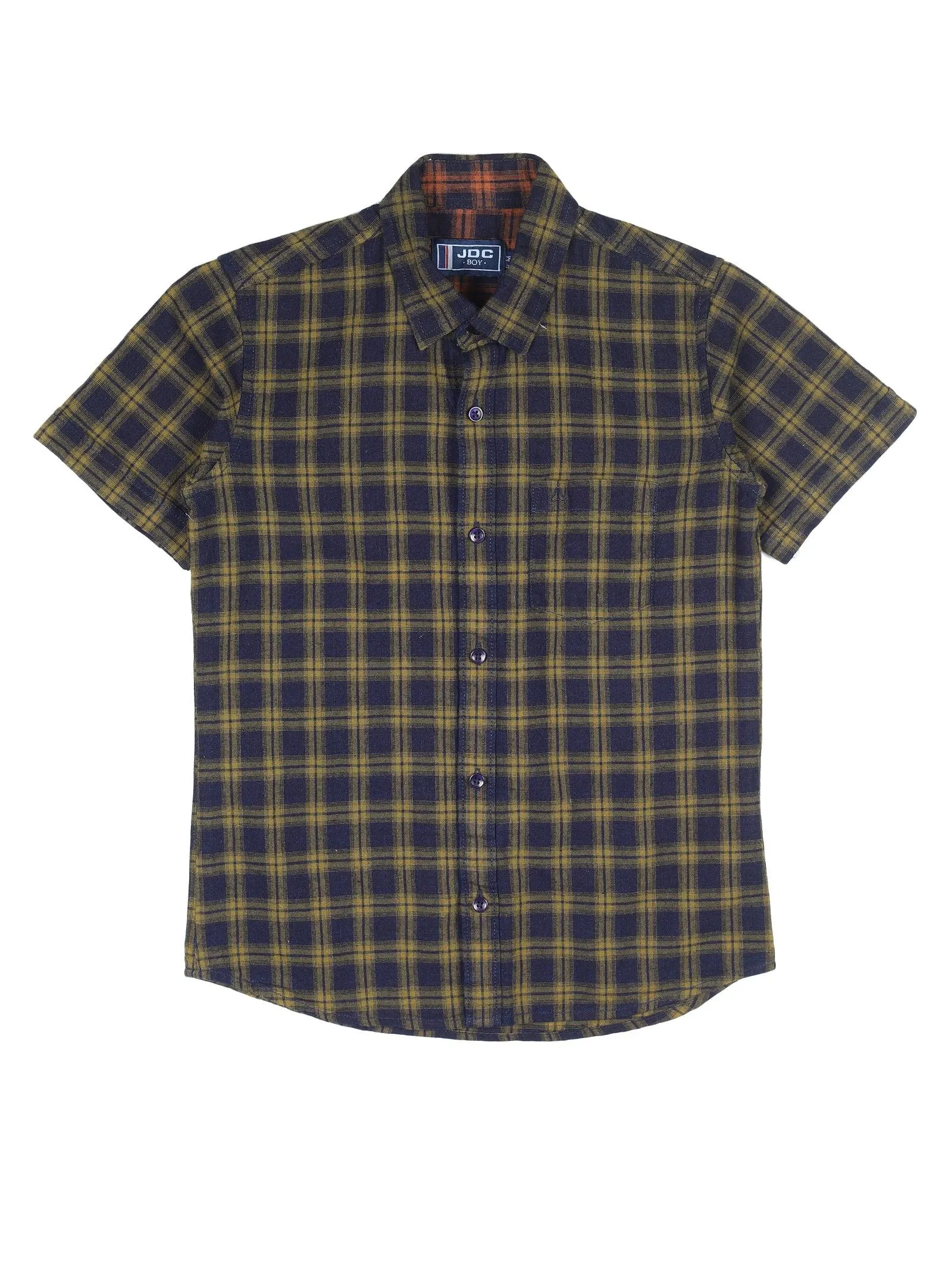 BOY'S YELLOW CHECK REGULAR FIT SHIRT